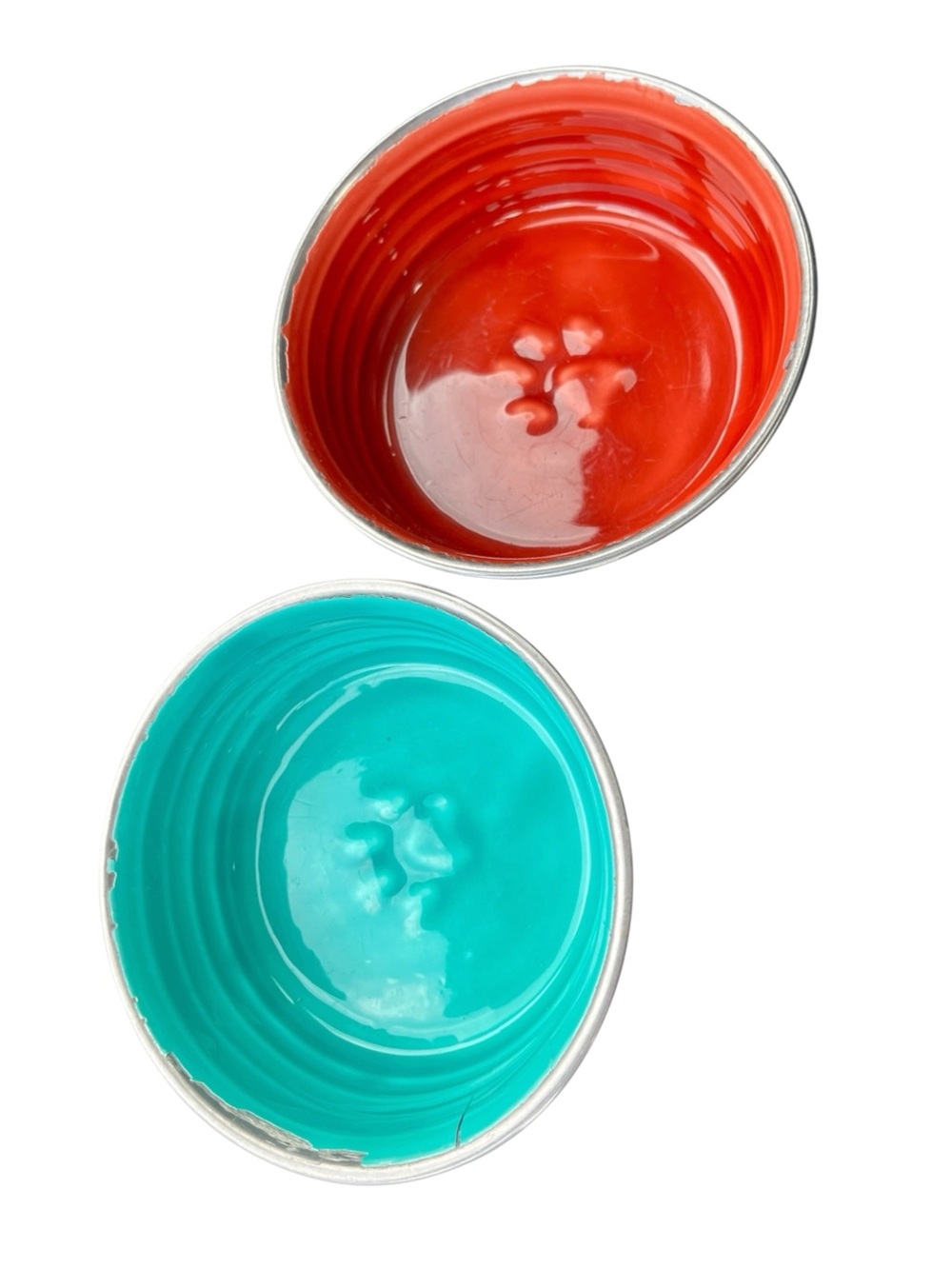Set of 2 Metal Bowls - Red & Teal